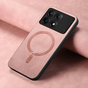 For Xiaomi Redmi K70 / K70 Pro 5G Solid Color Retro Magsafe PU Back Cover Phone Case(Pink)