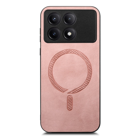 For Xiaomi Redmi K70 / K70 Pro 5G Solid Color Retro Magsafe PU Back Cover Phone Case(Pink)