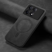 For Xiaomi Redmi K70 / K70 Pro 5G Solid Color Retro Magsafe PU Back Cover Phone Case(Black)