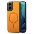 For Motorola Moto G 5G 2024 Retro Magsafe Magnetic PU Back Cover Phone Case(Yellow) - Motorola Cases by PMC Jewellery | Online Shopping South Africa | PMC Jewellery | Buy Now Pay Later Mobicred