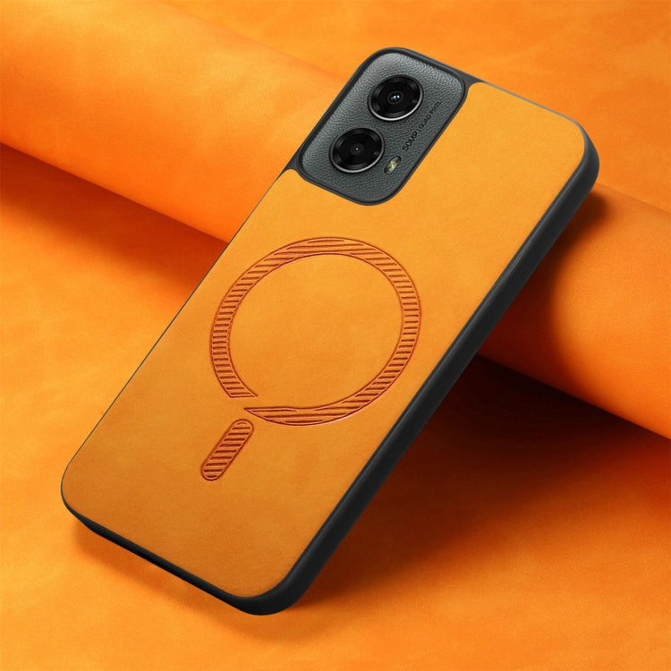 For Motorola Moto G 5G 2024 Retro Magsafe Magnetic PU Back Cover Phone Case(Yellow) - Motorola Cases by PMC Jewellery | Online Shopping South Africa | PMC Jewellery | Buy Now Pay Later Mobicred