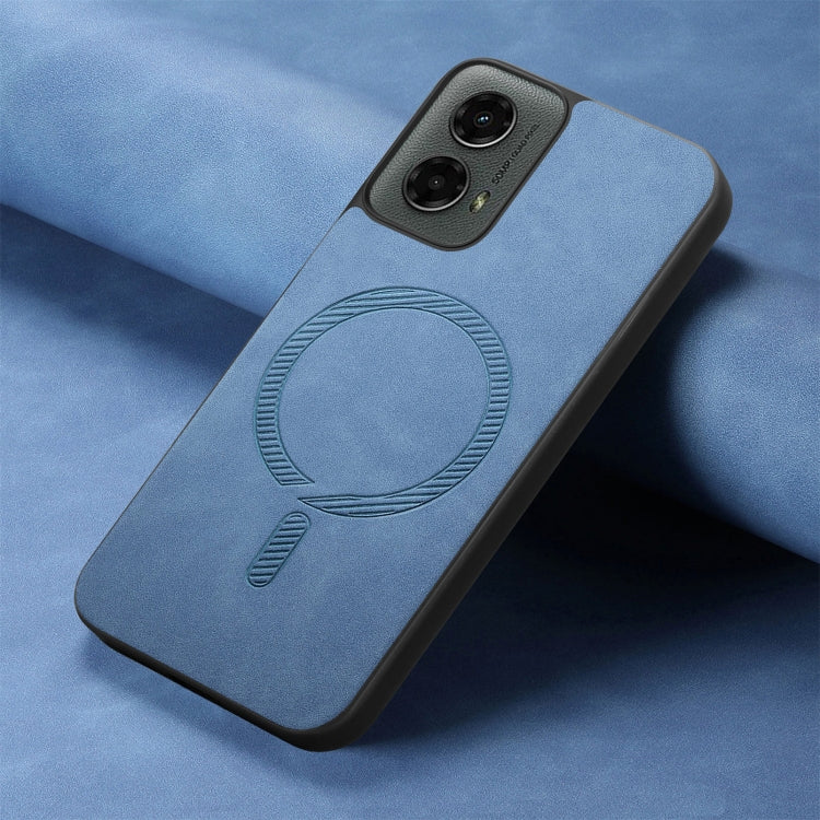 For Motorola Moto G 5G 2024 Retro Magsafe Magnetic PU Back Cover Phone Case(Blue) - Motorola Cases by PMC Jewellery | Online Shopping South Africa | PMC Jewellery | Buy Now Pay Later Mobicred