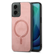 For Motorola Moto G 5G 2024 Retro Magsafe Magnetic PU Back Cover Phone Case(Pink) - Motorola Cases by PMC Jewellery | Online Shopping South Africa | PMC Jewellery | Buy Now Pay Later Mobicred
