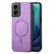 For Motorola Moto G 5G 2024 Retro Magsafe Magnetic PU Back Cover Phone Case(Purple) - Motorola Cases by PMC Jewellery | Online Shopping South Africa | PMC Jewellery | Buy Now Pay Later Mobicred