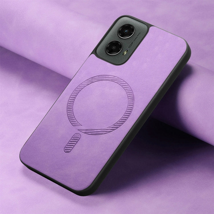 For Motorola Moto G 5G 2024 Retro Magsafe Magnetic PU Back Cover Phone Case(Purple) - Motorola Cases by PMC Jewellery | Online Shopping South Africa | PMC Jewellery | Buy Now Pay Later Mobicred