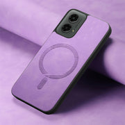 For Motorola Moto G 5G 2024 Retro Magsafe Magnetic PU Back Cover Phone Case(Purple)