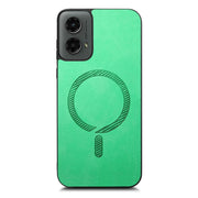 For Motorola Moto G 5G 2024 Retro Magsafe Magnetic PU Back Cover Phone Case(Green)