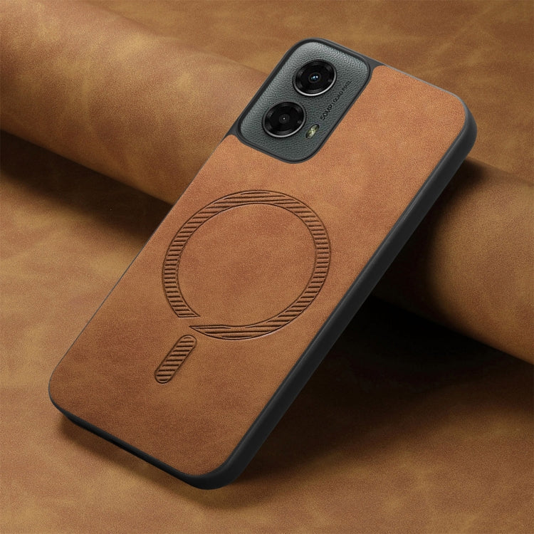 For Motorola Moto G 5G 2024 Retro Magsafe Magnetic PU Back Cover Phone Case(Brown) - Motorola Cases by PMC Jewellery | Online Shopping South Africa | PMC Jewellery | Buy Now Pay Later Mobicred