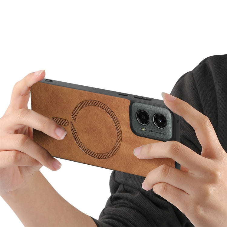 For Motorola Moto G 5G 2024 Retro Magsafe Magnetic PU Back Cover Phone Case(Brown) - Motorola Cases by PMC Jewellery | Online Shopping South Africa | PMC Jewellery | Buy Now Pay Later Mobicred