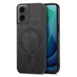 For Motorola Moto G 5G 2024 Retro Magsafe Magnetic PU Back Cover Phone Case(Black) - Motorola Cases by PMC Jewellery | Online Shopping South Africa | PMC Jewellery | Buy Now Pay Later Mobicred
