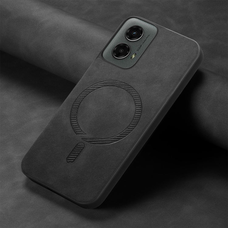 For Motorola Moto G 5G 2024 Retro Magsafe Magnetic PU Back Cover Phone Case(Black) - Motorola Cases by PMC Jewellery | Online Shopping South Africa | PMC Jewellery | Buy Now Pay Later Mobicred