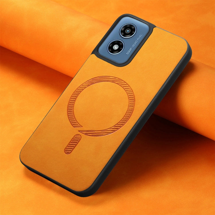 For Motorola Moto G Play 2024 4G Retro Magsafe Magnetic PU Back Cover Phone Case(Yellow) - Motorola Cases by PMC Jewellery | Online Shopping South Africa | PMC Jewellery | Buy Now Pay Later Mobicred