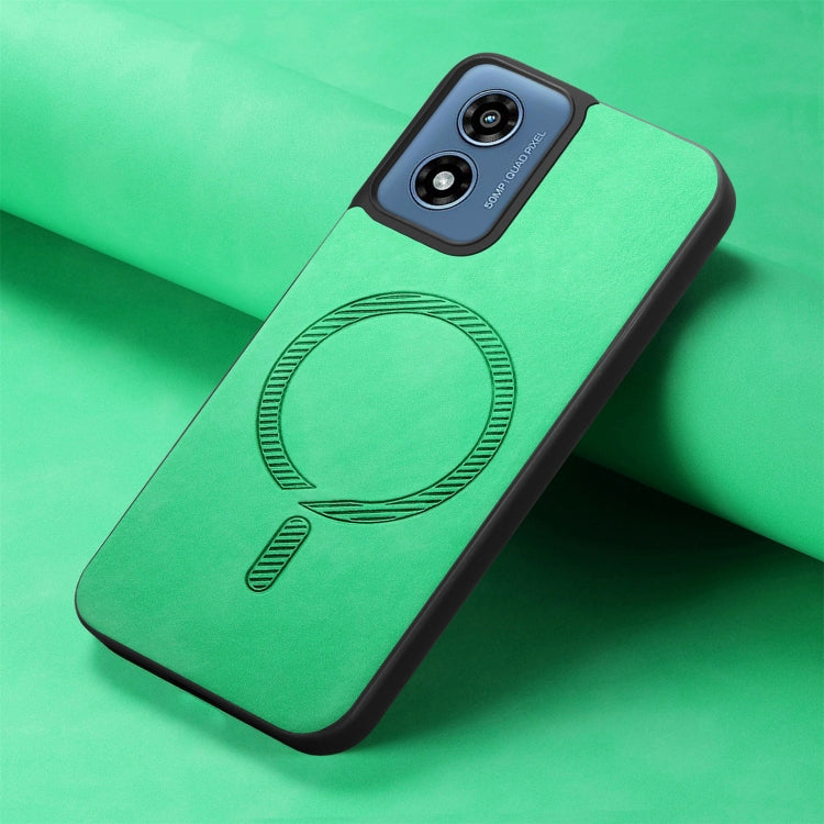 For Motorola Moto G Play 2024 4G Retro Magsafe Magnetic PU Back Cover Phone Case(Green) - Motorola Cases by PMC Jewellery | Online Shopping South Africa | PMC Jewellery | Buy Now Pay Later Mobicred