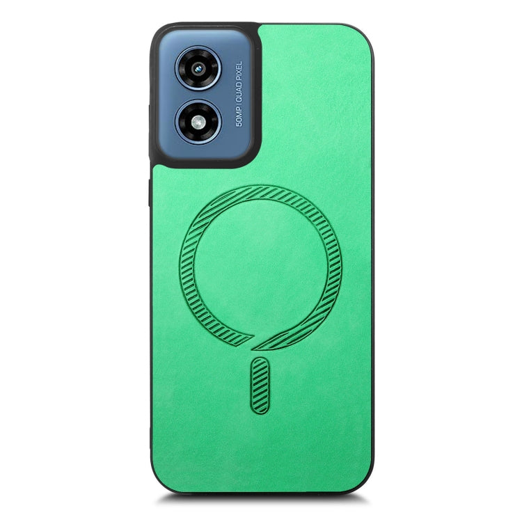 For Motorola Moto G Play 2024 4G Retro Magsafe Magnetic PU Back Cover Phone Case(Green) - Motorola Cases by PMC Jewellery | Online Shopping South Africa | PMC Jewellery | Buy Now Pay Later Mobicred