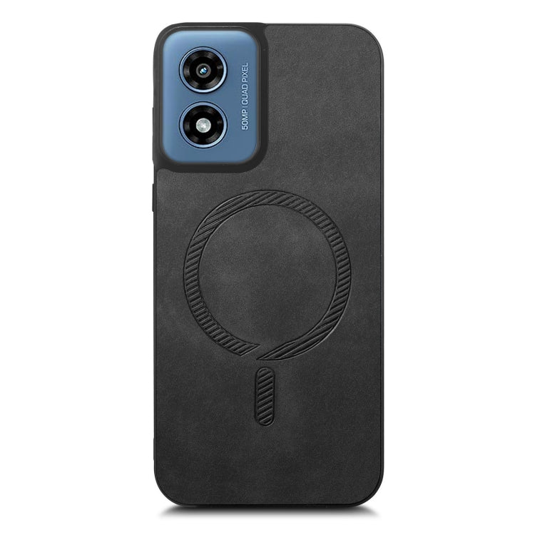 For Motorola Moto G Play 2024 4G Retro Magsafe Magnetic PU Back Cover Phone Case(Black) - free shipping - PMC Jewellery - Order now!