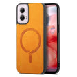For Motorola Moto G Power 2024 5G Retro Magsafe Magnetic PU Back Cover Phone Case(Yellow) - Motorola Cases by PMC Jewellery | Online Shopping South Africa | PMC Jewellery | Buy Now Pay Later Mobicred