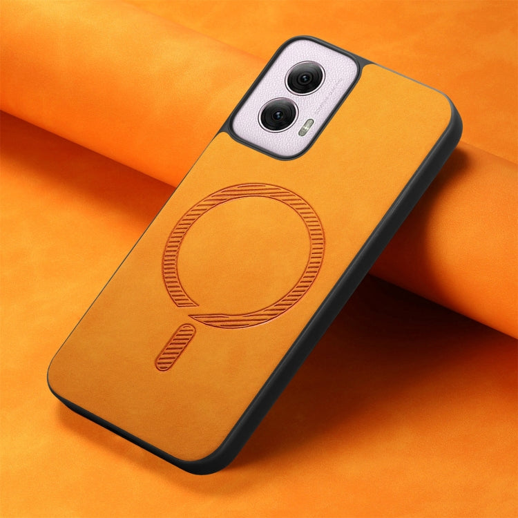 For Motorola Moto G Power 2024 5G Retro Magsafe Magnetic PU Back Cover Phone Case(Yellow) - Motorola Cases by PMC Jewellery | Online Shopping South Africa | PMC Jewellery | Buy Now Pay Later Mobicred