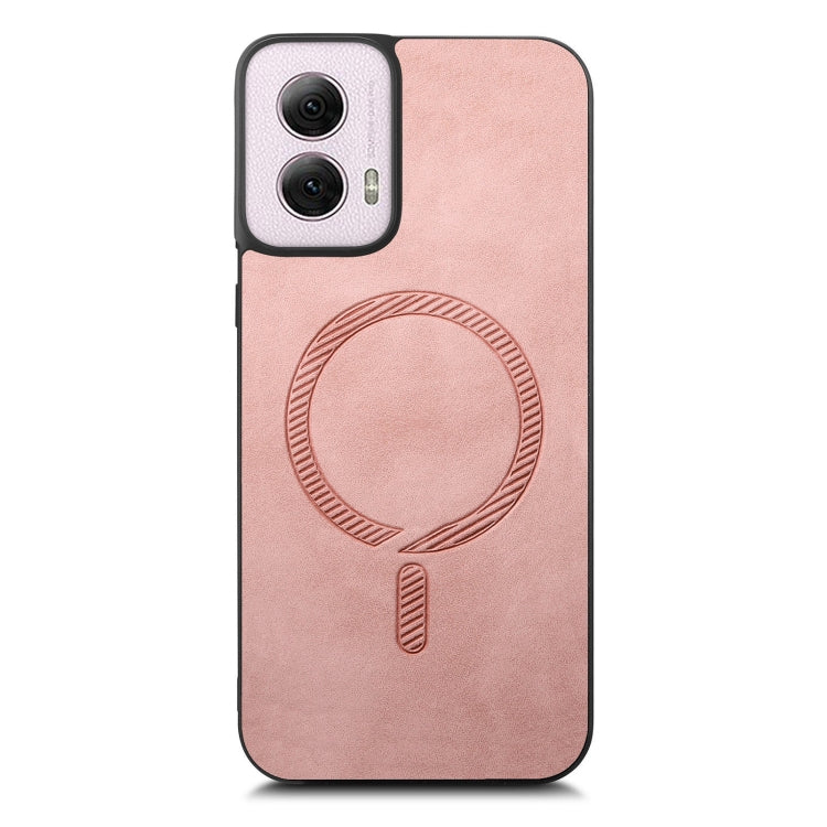 For Motorola Moto G Power 2024 5G Retro Magsafe Magnetic PU Back Cover Phone Case(Pink) - Motorola Cases by PMC Jewellery | Online Shopping South Africa | PMC Jewellery | Buy Now Pay Later Mobicred