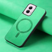 For Motorola Moto G Power 2024 5G Retro Magsafe Magnetic PU Back Cover Phone Case(Green)