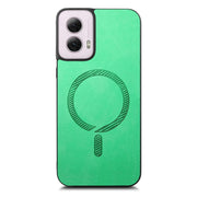 For Motorola Moto G Power 2024 5G Retro Magsafe Magnetic PU Back Cover Phone Case(Green)
