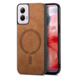For Motorola Moto G Power 2024 5G Retro Magsafe Magnetic PU Back Cover Phone Case(Brown) - Motorola Cases by PMC Jewellery | Online Shopping South Africa | PMC Jewellery | Buy Now Pay Later Mobicred