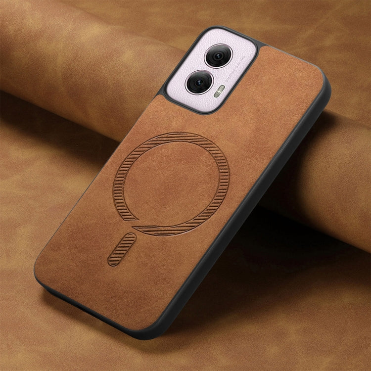 For Motorola Moto G Power 2024 5G Retro Magsafe Magnetic PU Back Cover Phone Case(Brown) - Motorola Cases by PMC Jewellery | Online Shopping South Africa | PMC Jewellery | Buy Now Pay Later Mobicred