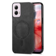 For Motorola Moto G Power 2024 5G Retro Magsafe Magnetic PU Back Cover Phone Case(Black) - Motorola Cases by PMC Jewellery | Online Shopping South Africa | PMC Jewellery | Buy Now Pay Later Mobicred