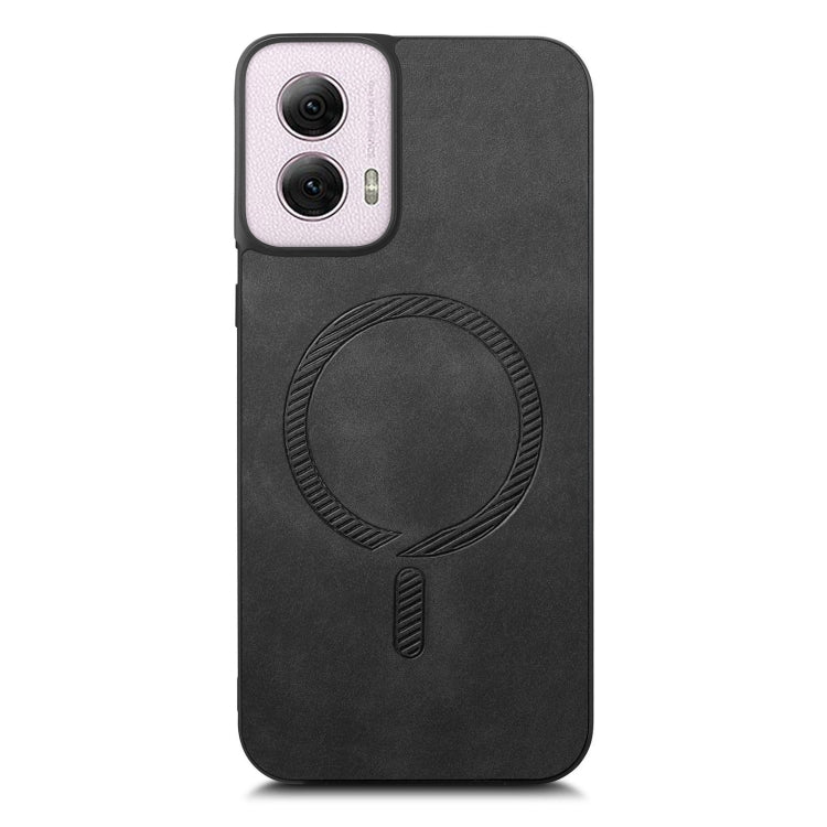 For Motorola Moto G Power 2024 5G Retro Magsafe Magnetic PU Back Cover Phone Case(Black) - Motorola Cases by PMC Jewellery | Online Shopping South Africa | PMC Jewellery | Buy Now Pay Later Mobicred