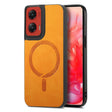 For Motorola Moto G Stylus 5G 2024 Retro Magsafe Magnetic PU Back Cover Phone Case(Yellow) - Motorola Cases by PMC Jewellery | Online Shopping South Africa | PMC Jewellery | Buy Now Pay Later Mobicred
