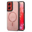 For Motorola Moto G Stylus 5G 2024 Retro Magsafe Magnetic PU Back Cover Phone Case(Pink) - Motorola Cases by PMC Jewellery | Online Shopping South Africa | PMC Jewellery | Buy Now Pay Later Mobicred