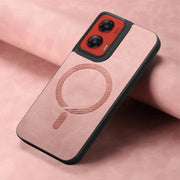 For Motorola Moto G Stylus 5G 2024 Retro Magsafe Magnetic PU Back Cover Phone Case(Pink)