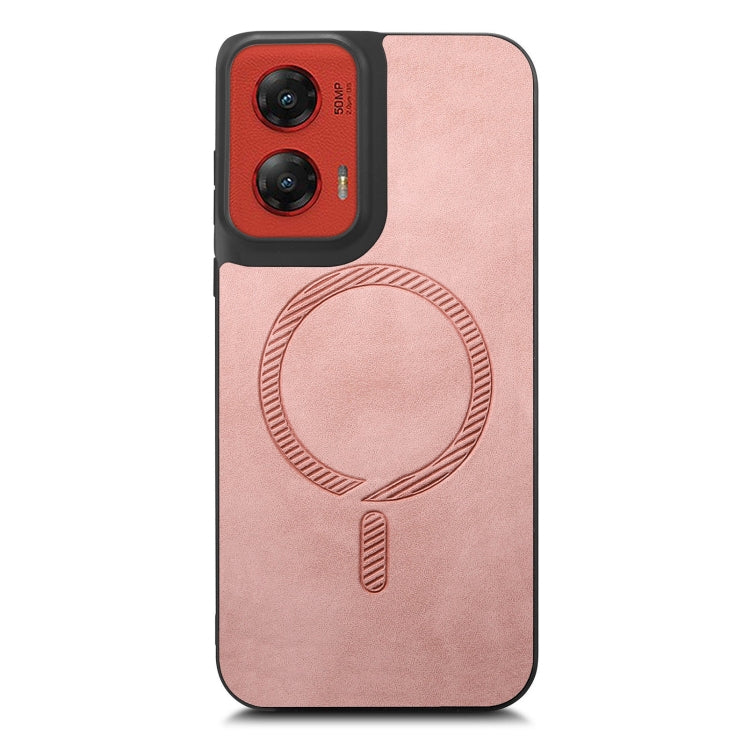 For Motorola Moto G Stylus 5G 2024 Retro Magsafe Magnetic PU Back Cover Phone Case(Pink)