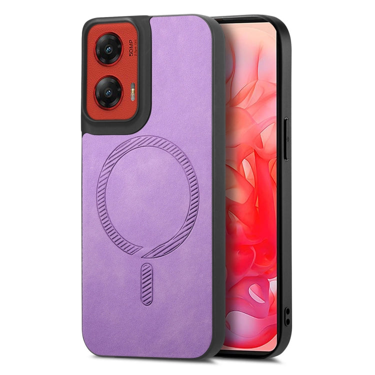 For Motorola Moto G Stylus 5G 2024 Retro Magsafe Magnetic PU Back Cover Phone Case(Purple) - Motorola Cases by PMC Jewellery | Online Shopping South Africa | PMC Jewellery | Buy Now Pay Later Mobicred