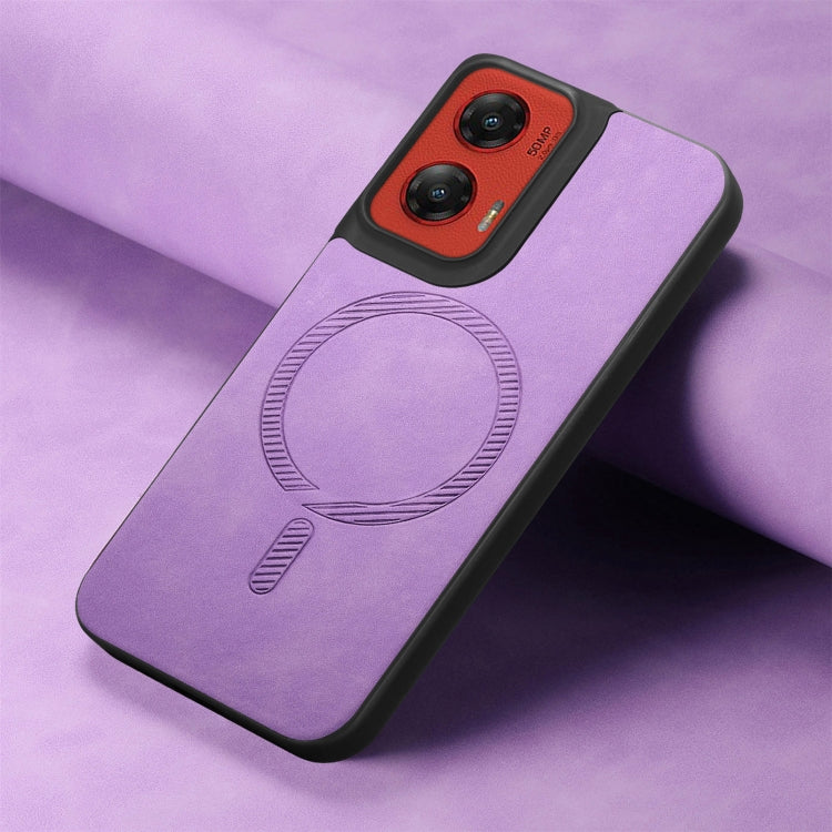 For Motorola Moto G Stylus 5G 2024 Retro Magsafe Magnetic PU Back Cover Phone Case(Purple) - Motorola Cases by PMC Jewellery | Online Shopping South Africa | PMC Jewellery | Buy Now Pay Later Mobicred
