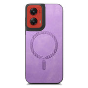 For Motorola Moto G Stylus 5G 2024 Retro Magsafe Magnetic PU Back Cover Phone Case(Purple)
