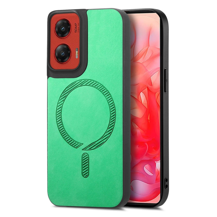For Motorola Moto G Stylus 5G 2024 Retro Magsafe Magnetic PU Back Cover Phone Case(Green) - Motorola Cases by PMC Jewellery | Online Shopping South Africa | PMC Jewellery | Buy Now Pay Later Mobicred