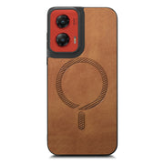 For Motorola Moto G Stylus 5G 2024 Retro Magsafe Magnetic PU Back Cover Phone Case(Brown)