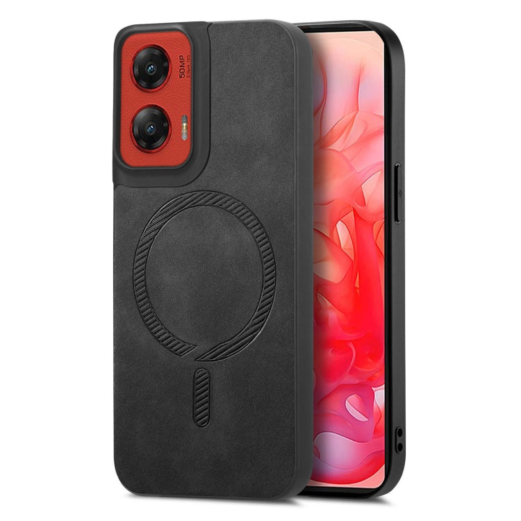 For Motorola Moto G Stylus 5G 2024 Retro Magsafe Magnetic PU Back Cover Phone Case(Black) - Motorola Cases by PMC Jewellery | Online Shopping South Africa | PMC Jewellery | Buy Now Pay Later Mobicred