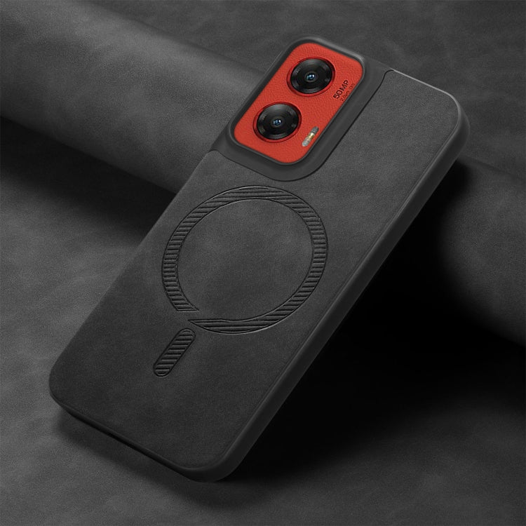 For Motorola Moto G Stylus 5G 2024 Retro Magsafe Magnetic PU Back Cover Phone Case(Black) - Motorola Cases by PMC Jewellery | Online Shopping South Africa | PMC Jewellery | Buy Now Pay Later Mobicred