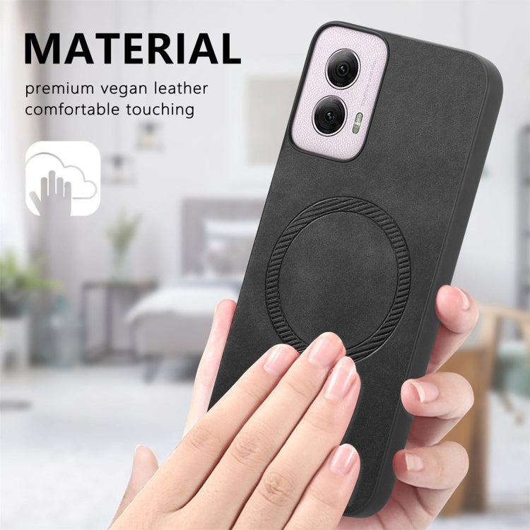 For Motorola Moto G 5G 2024 Retro Magsafe Magnetic PU Back Cover Phone Case(Yellow)