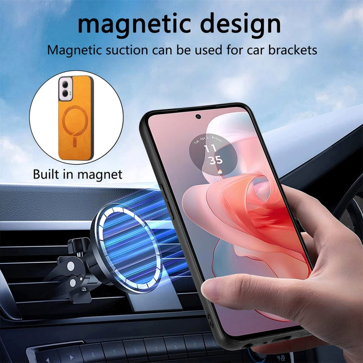 For Motorola Moto G 5G 2024 Retro Magsafe Magnetic PU Back Cover Phone Case(Brown)
