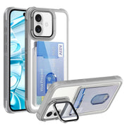 For iPhone 16 Card Bag Holder Acrylic Hybrid TPU Phone Case(White)