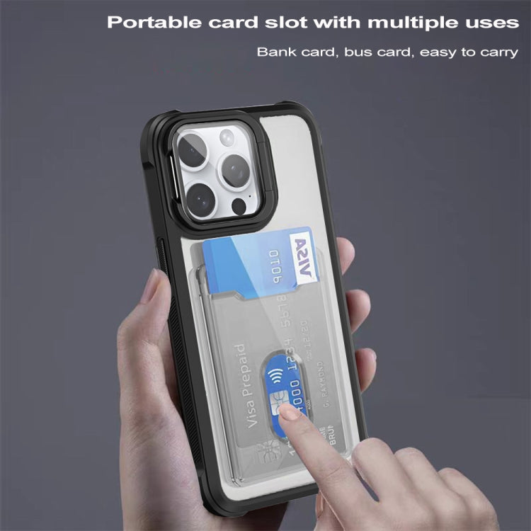 For iPhone 16 Pro Max Card Bag Holder Acrylic Hybrid TPU Phone Case(White) - iPhone 16 Pro Max Cases by PMC TechLife | Online Shopping South Africa | PMC TechLife | Buy Now Pay Later Mobicred
