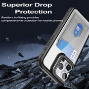 For iPhone 16 Card Bag Holder Acrylic Hybrid TPU Phone Case(Purple)
