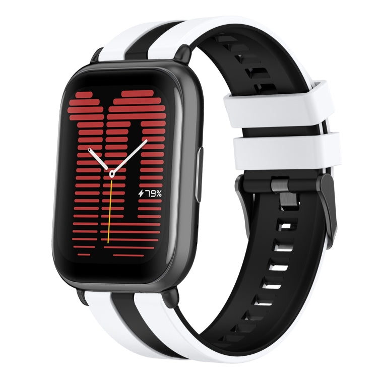 For Amazfit Active 20mm Two-Color Sports Silicone Watch Band(White+Black) - free shipping - PMC TechLife - Order now!