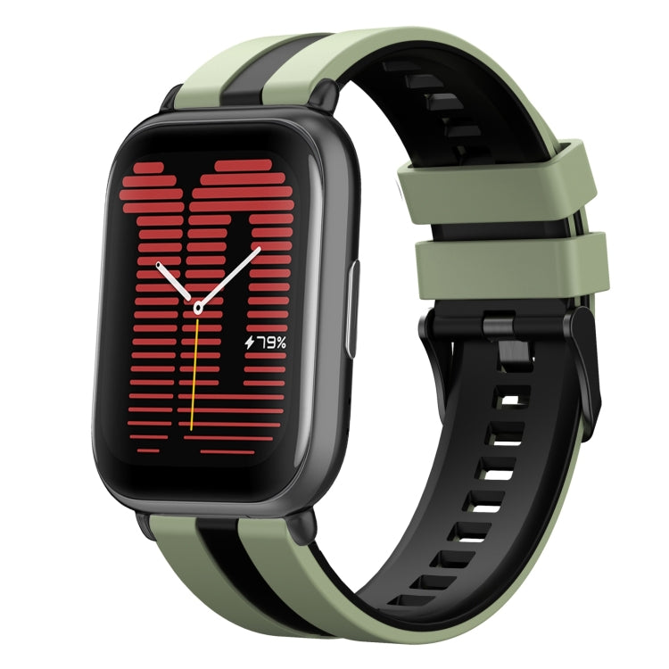 For Amazfit Active 20mm Two-Color Sports Silicone Watch Band(Light Green+Black) - free shipping - PMC TechLife - Order now!