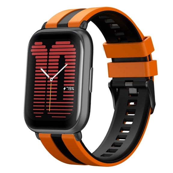 For Amazfit Active 20mm Two-Color Sports Silicone Watch Band(Orange+Black)