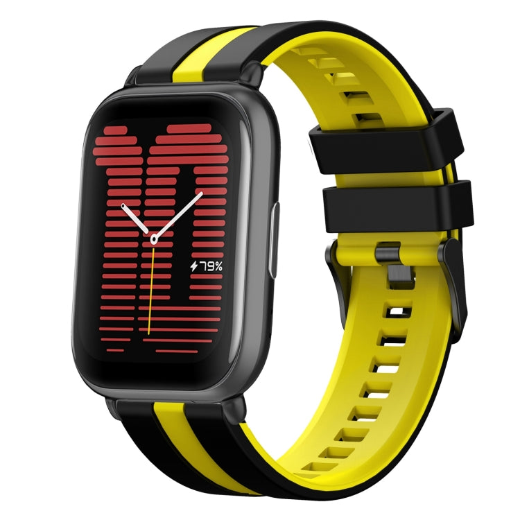 For Amazfit Active 20mm Two-Color Sports Silicone Watch Band(Black+Yellow) - free shipping - PMC TechLife - Order now!
