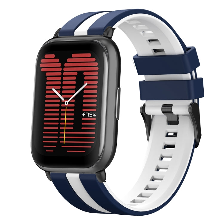 For Amazfit Active 20mm Two-Color Sports Silicone Watch Band(Blue+White) - free shipping - PMC TechLife - Order now!