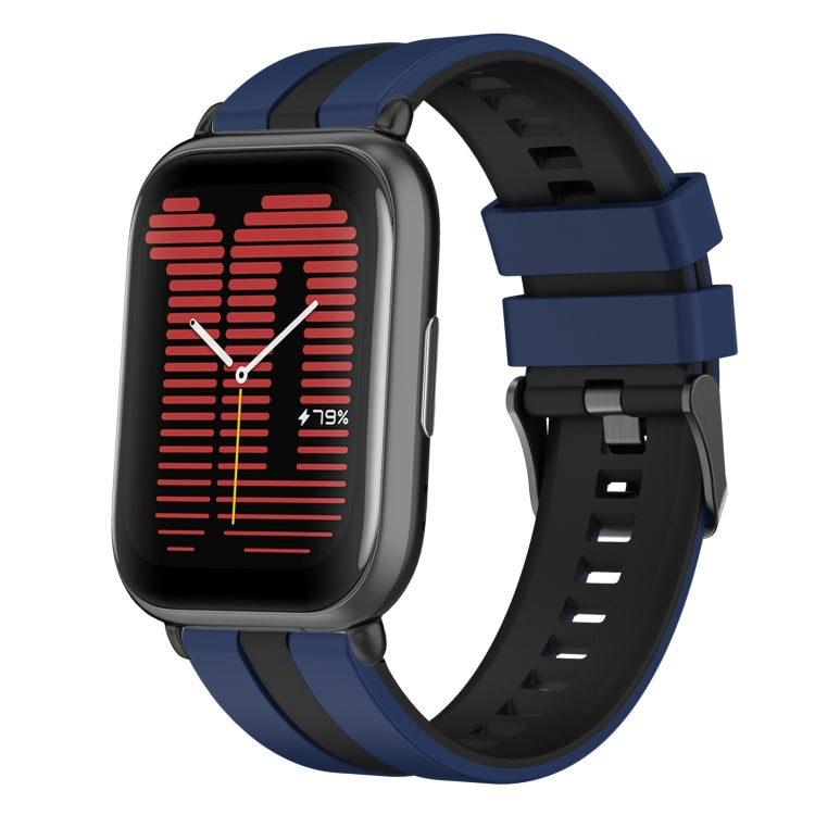 For Amazfit Active 20mm Two-Color Sports Silicone Watch Band(Blue+Black) - free shipping - PMC TechLife - Order now!